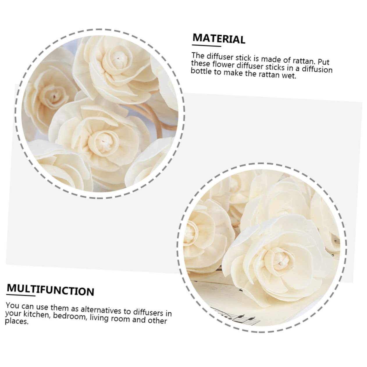 Bâtonnets Diffuseurs en Rotin Fleur 6 Pièces pour Huile Essentielle