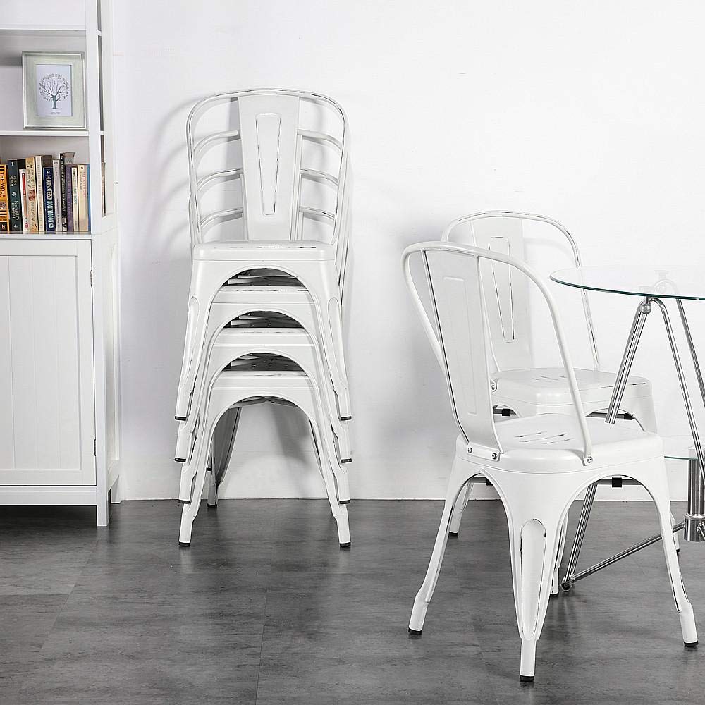 Yaheetech Metal Kitchen Dining Chairs IndoorOutdoor Distressed Style