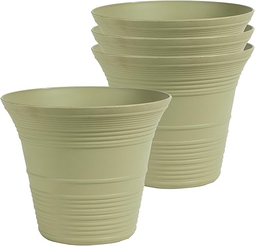 Miniatura 136 de The HC Companies Sedona - Maceta redonda de autorriego – Maceta ligera de cuidado personal – Maceta de plástico para hierbas y más – Macetas Gris