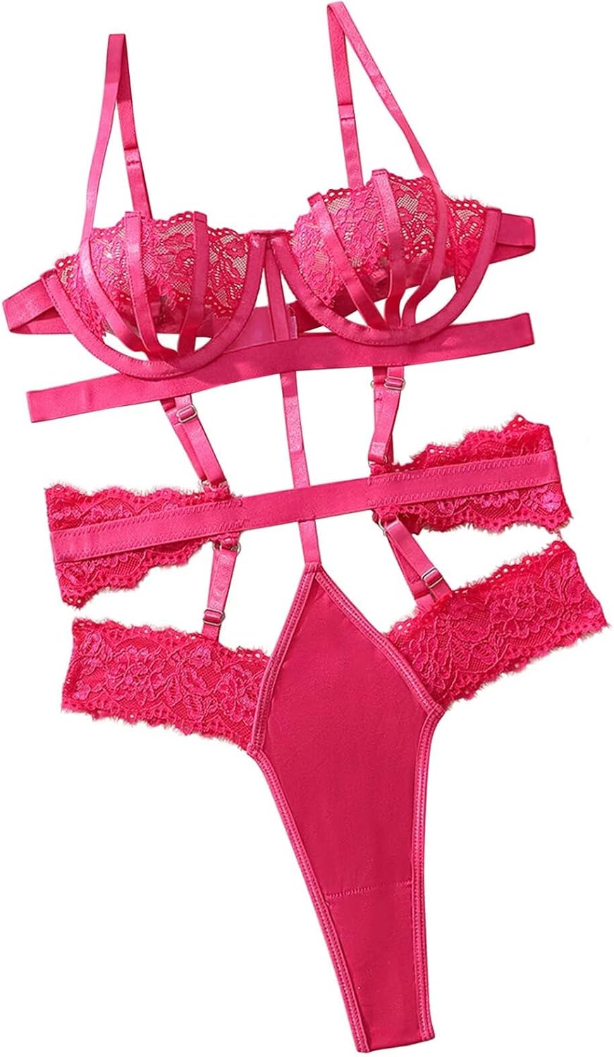 Women One Piece Lingerie Sexy Lace Harness Lingerie Bodysuit Crotch Babydoll Teddy Underwear