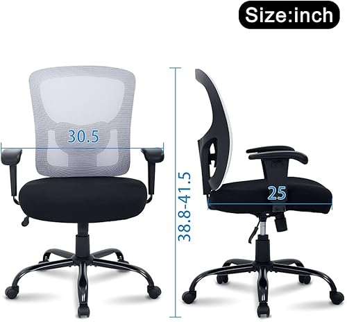 Miniatura 2 de Silla de oficina grande y alta, silla de computadora de alta resistencia, silla de escritorio de 400 libras, con soporte lumbar, ergonómica,
