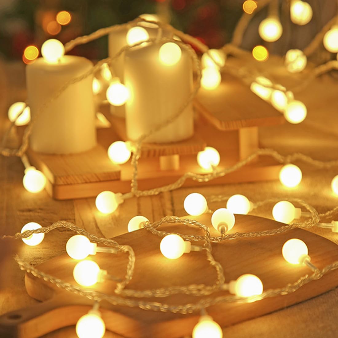 Guirnalda Luces Exterior, 6M 40LED Cadena de luces, Modelo de Luces Decorativas de Exterior Impermeable para Navidad, Fiestas y Reuniones