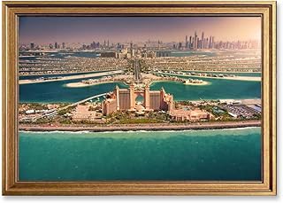 Dubai Canvas Wall Art Home Paintings Palm Island At Sunset Dubai Horizontal Wall Paintings For Living Room Bedroom Bathroom Office 16x24 Inch