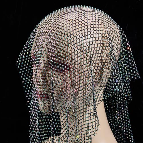 SUPERFINDINGS Rhinestones Mesh Fabric Crystal Bling Shiny Stretch Sparkling Black Net Fabric 59.1x11.8inch AB Color Crystal Mesh Cloth for DIY Clothes Bag Making Party Decor by SUPERFINDINGS - Used condition - Image 4