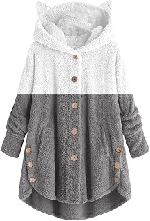 Kobilee Women's Zip Sweatshirt Comfortable Microfleece Long Jacket Half Season Mountain Fleece Sweatshirt Plus Size Trekking Winter Jacket Fleece Lightweight Hood