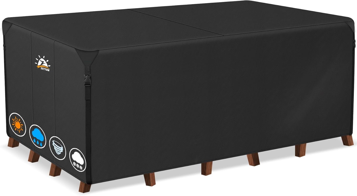 Zettum 190x140x73cm Garden Table Cover Waterproof Rectangular 600D Heavy Duty Patio Furniture Cover for Rattan Sofa Chair Covers Patio Table Waterproof Rattan Furniture Covers