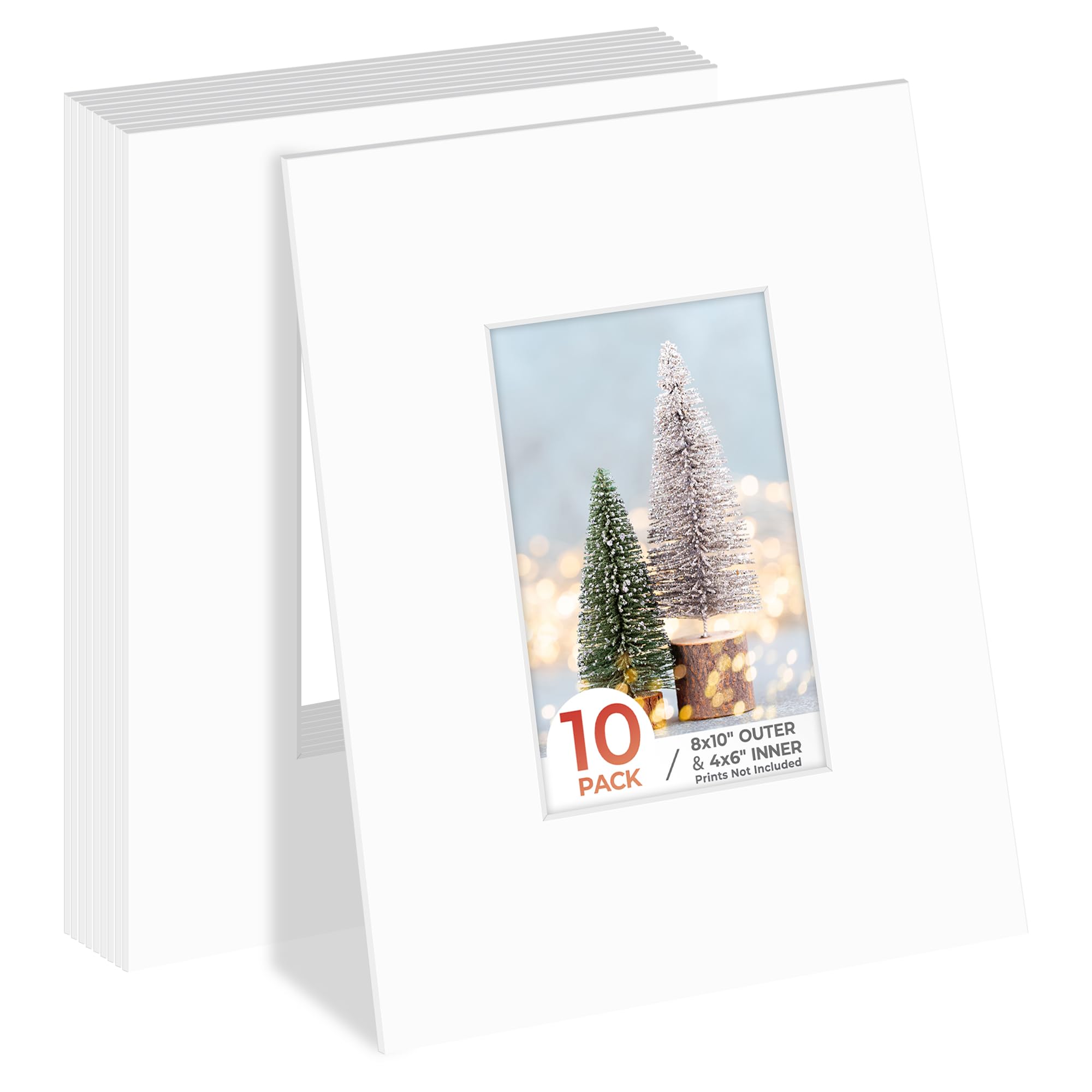 Frametory, 8x10 Photo Mat with White Core Bevel Edge 3.5x5.5 Openings, Acid Free Framing Matte for 4x6 Pictures, 4-ply Thick White Paper Mats Pack of 10-image-30