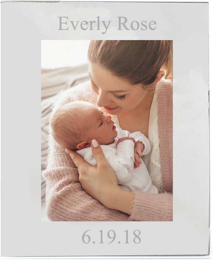 Bey-Berk Personalized Silver Plated 5" x 7" Metal Picture Frame with Easel Back, Lacquered Photo Display, Custom Laser Engraving, Vertical or Horizontal Position