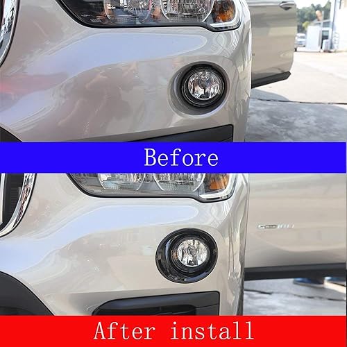 YIWANG ABS cromo delantero antiniebla cubierta de la lámpara Trim 2 unids para BMW X1 F48 2016 2017 2018 2019 Auto Accesorios (negro brillante)