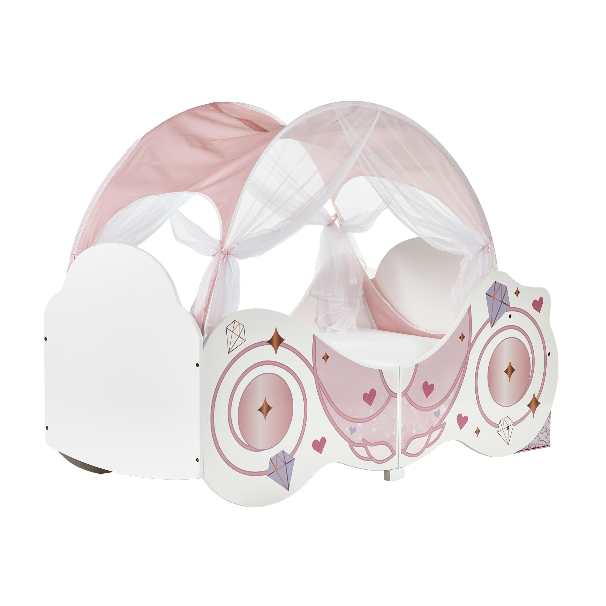 Disney Lit pour Tout-Petits : Construction Robuste en Bois d'ingénierie, côtés protégés, Lattes en Bois, s'adapte aux Matelas de 140 cm x 70 cm (Matelas Non Inclus) – Carrosse de Princesse