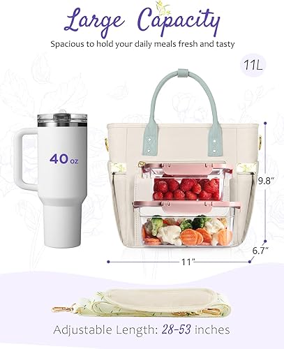 Miniatura 4 de Lonchera de lujo para mujer, lonchera aislada a prueba de fugas para mujeres, regalos de Navidad para mujeres, bolsa de almuerzo impermeable con