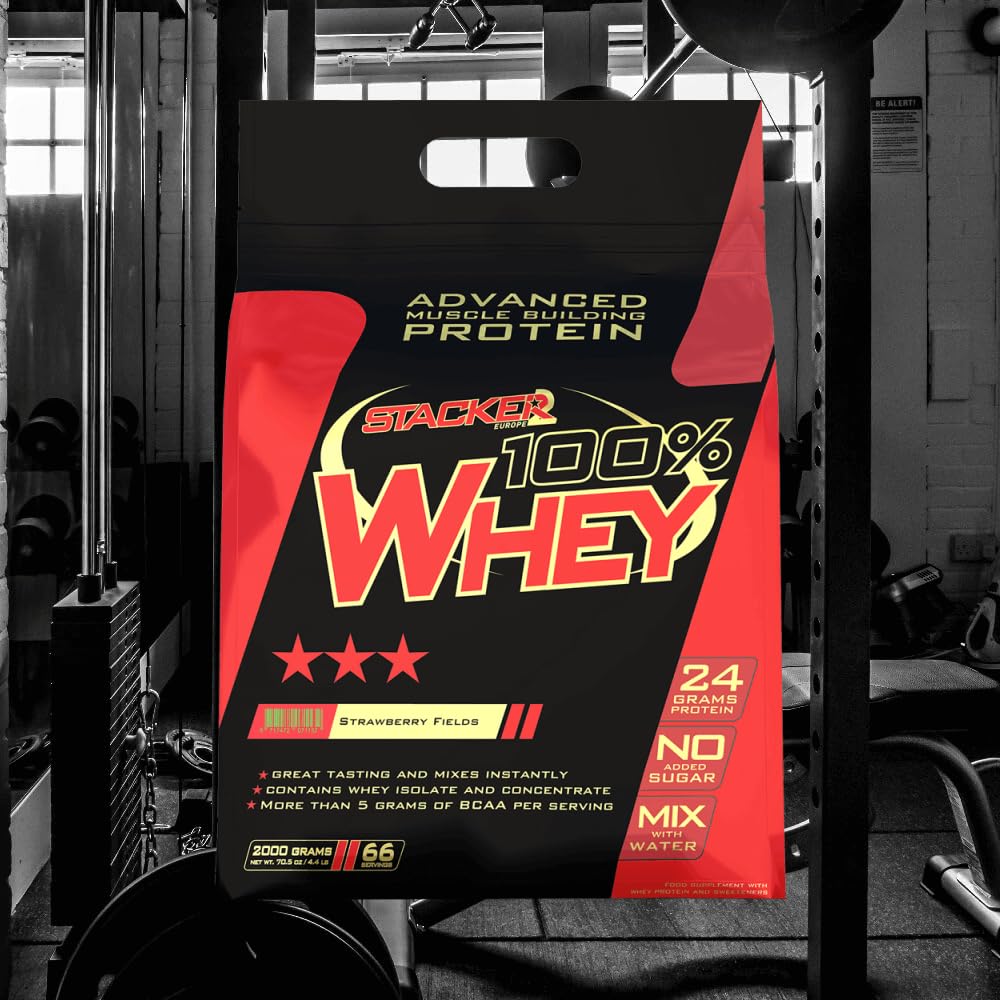 Stacker2 100% Whey (2000g) Strawberry Fields - Białka - Mieszanka białek serwatkowych