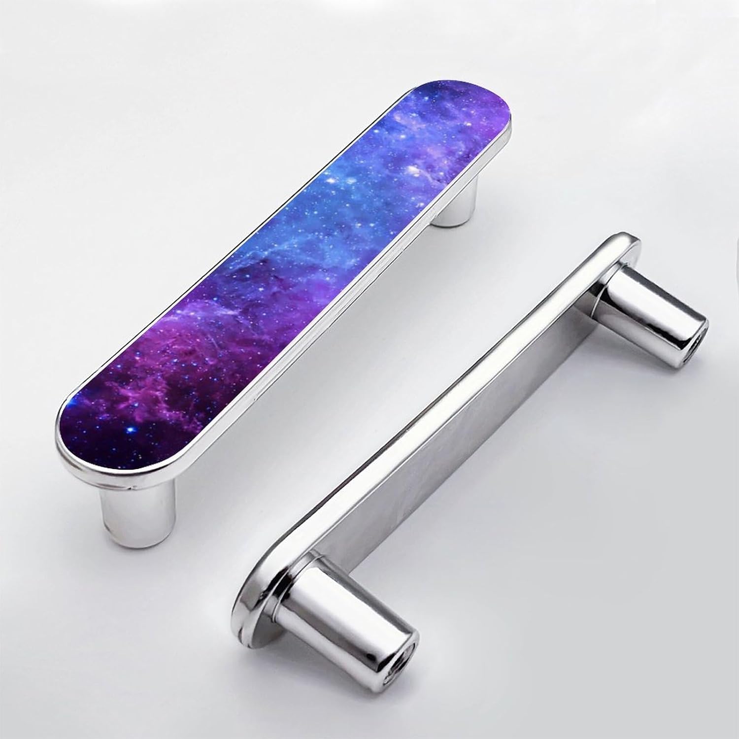 4 Pack Nebula Purple Galaxy Cabinet Pull 3-3/4 Inch (96 mm) Center to Center Silver Cabinet Handles Unique Drawer Pull Bathroom Drawer Handle Kitchen Cabinet Hardware