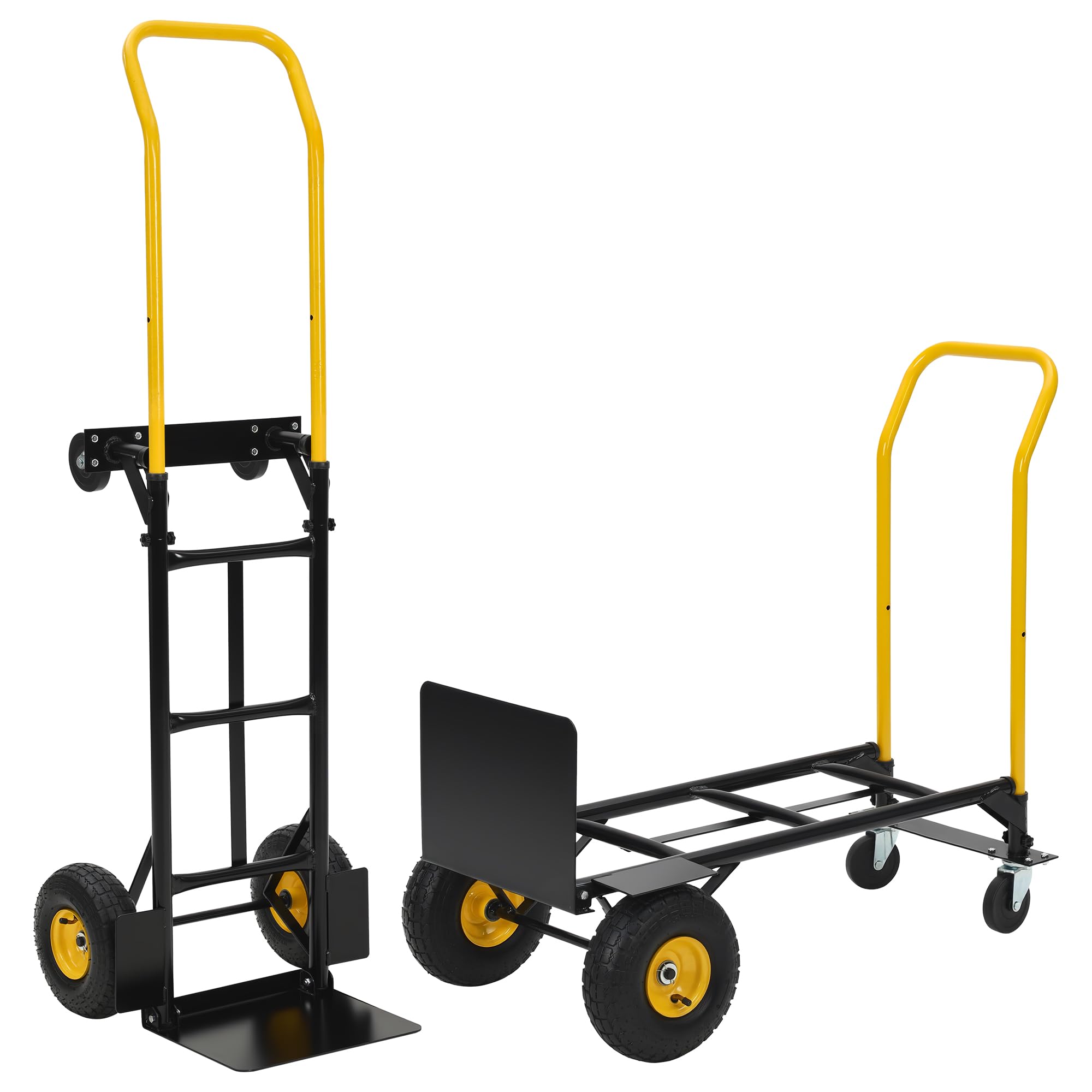 Dolly Cart with Wheels - Heavy Duty 2-in-1 Hand Truck | 800LB Capacity Dolly Cart with 4 Non-Flat Wheels | for Moving, Warehouse, Office, Grocery,