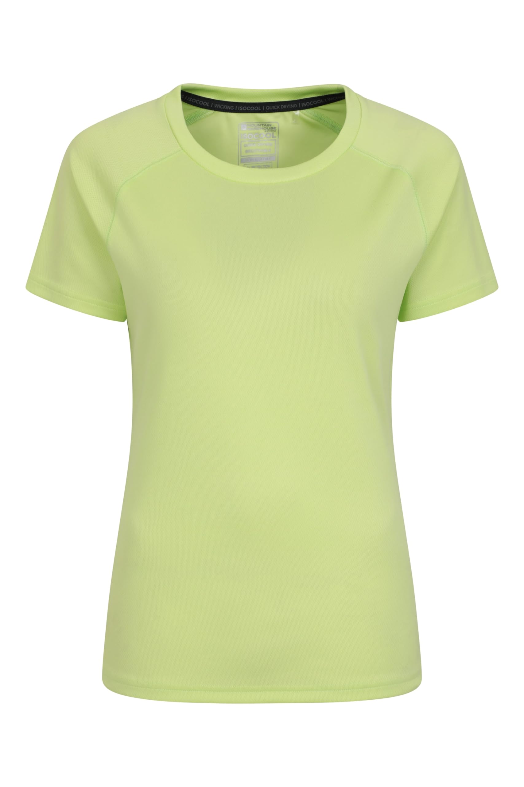 Mountain Warehouse Endurance Womens T-Shirt - IsoCool Ladies Top, UPF30+ Tee - Running, Travel Lime (Plain) Women's Size 16