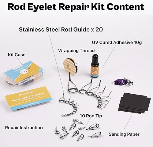 Miniatura 3 de OJYDOIIIY Kit completo de reparación de ojales de caña de pescar, kit de repuesto de ojos de caña de pescar de emergencia de fijación rápida con