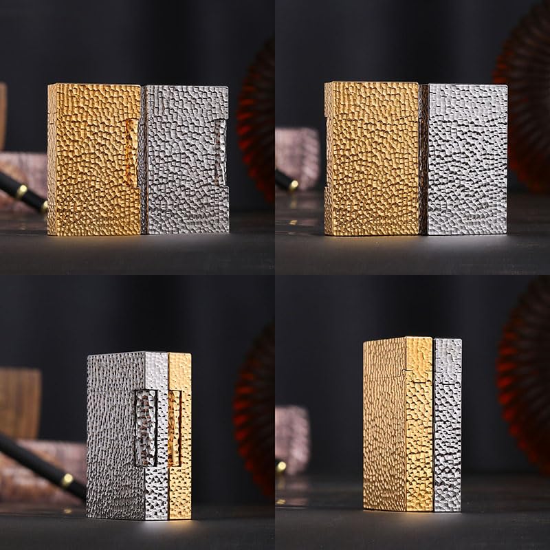 Encendedor clásico de latón con textura martillada y encendido lateral miniatura 6