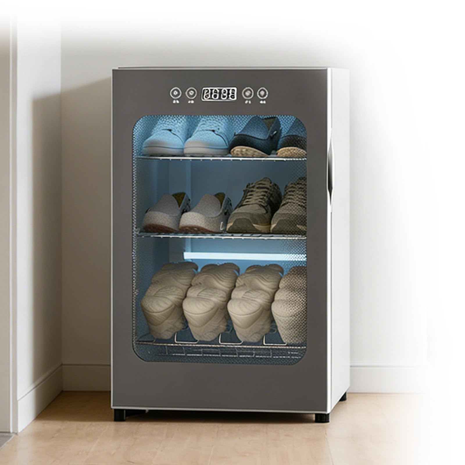 Armadio Asciuga Stivali e Scarpe per 6-8 Paia, Asciugatura Rapida con Doppio Turbo e Controllo Intelligente della Temperatura per Sneakers, Stivali e Scarpe in Pelle