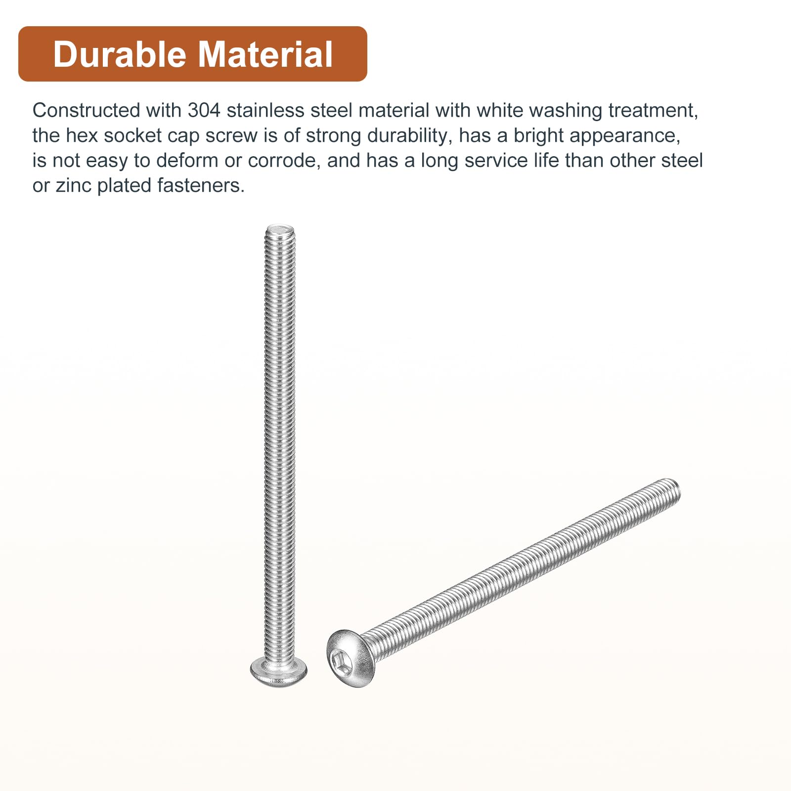 DTGN M5-0.8x75mm Button Head Socket Cap Screws - 10Pack - Good for Machine - 304 Stainless Steel 18/8 - Hex Drive Full Thread Fasteners - Image 3