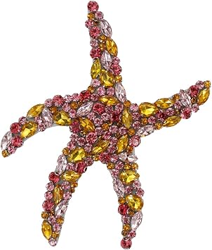 Beaded Applique Rhinestone Starfish Patches Handmade Crystal Sea Star Applique Sew on Patches Sewing for DIY Applique Clothing Decor 1 Piece C