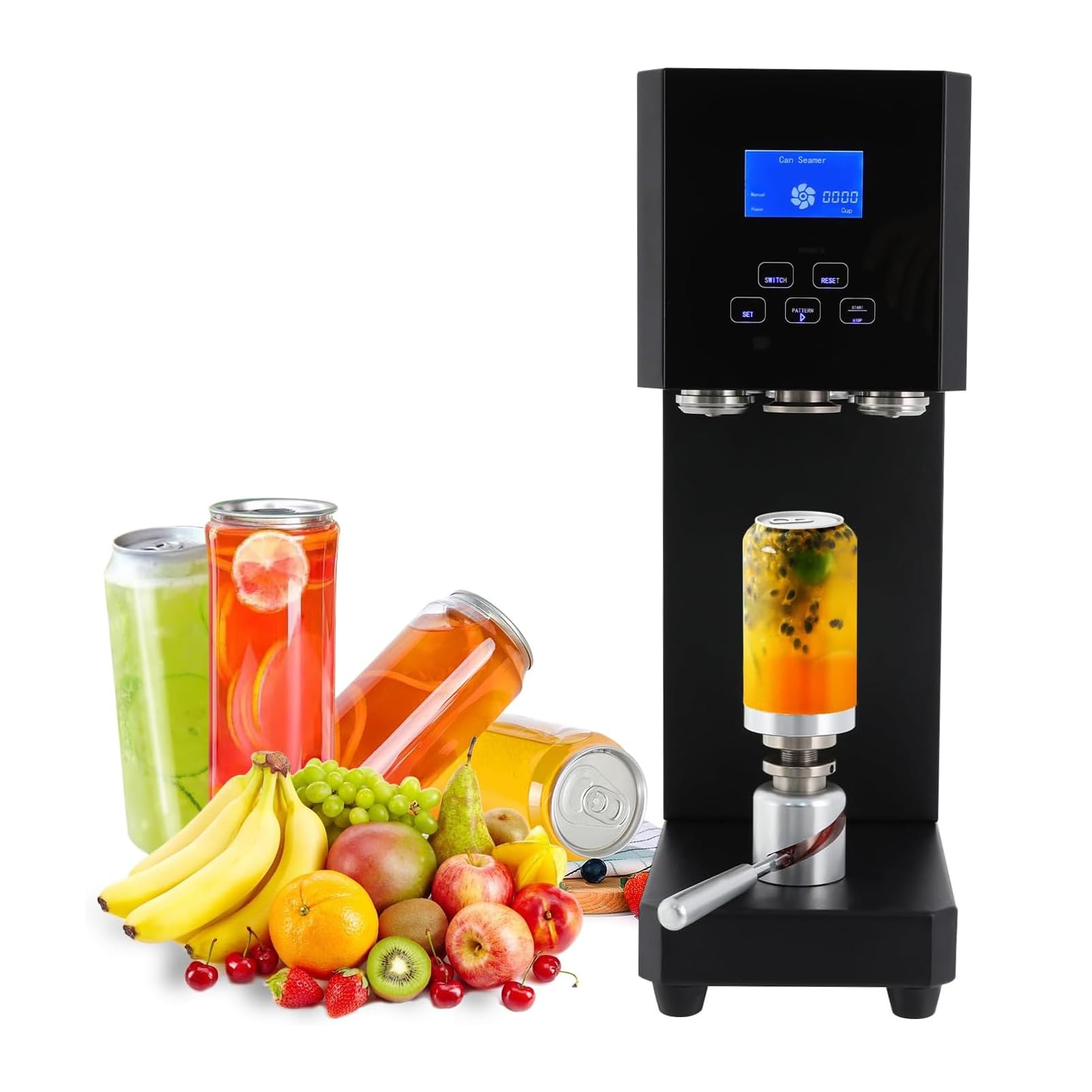 BOOZXCV Semi Automatic Can Sealer Machine, 370W Electric Sealing Machine, Commercial Sealing Machine, Glass Plastic Tin Can Cup Can Sealer with Counter (Black)