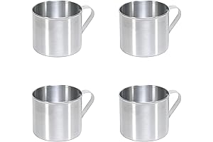 IMUSA 4 Pack Aluminum Tin Mug Camping Stovetop Silver
