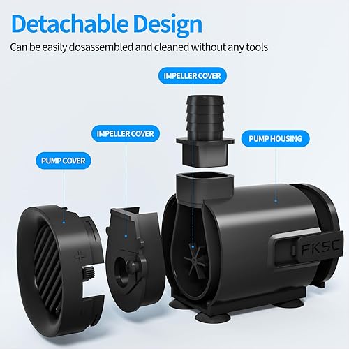 Miniatura 8 de Bomba de agua sumergible de 50 GPH - Bomba de fuente para acuario y pecera Mini, control de flujo ajustable, entrada lateralinferior de doble