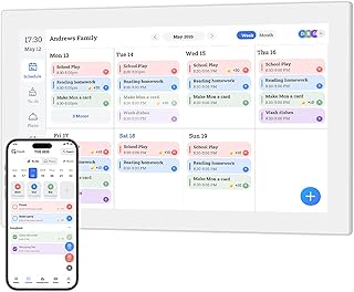 Bisofice Digitaler Kalender, 15.6'' Digitaler Wandkalender, Familienplaner, Terminkalender, Monatsplaner, Demenz uhr Senioren, Paarkalender, Digitaler Bilderrahmen mit Touchscreen, WiFi, APP