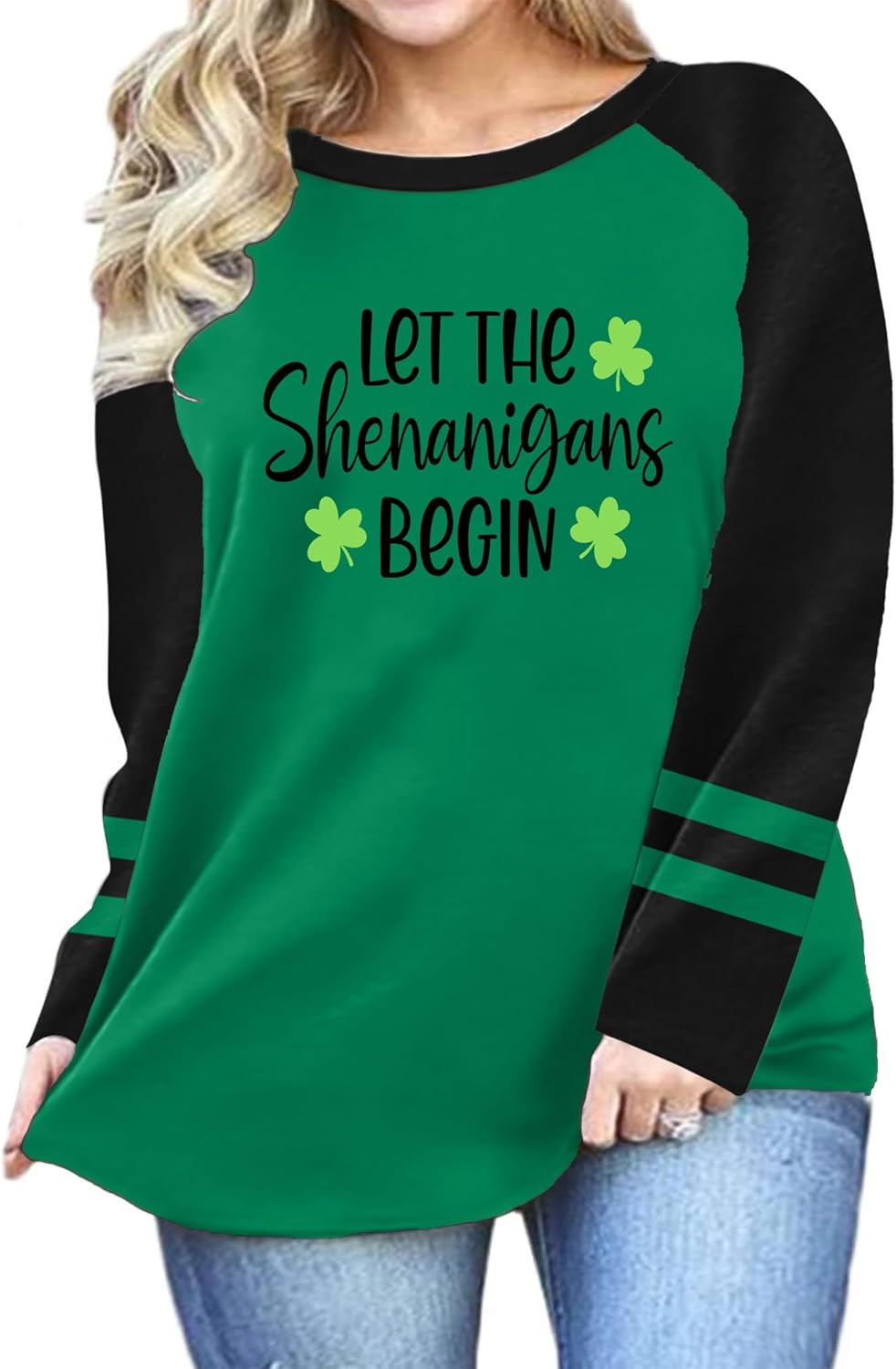 Women Plus Size St. Patrick's Day Shirt Lucky Shamrock Tees Green Heart Tshirt Irish Clover Tops - Image 2