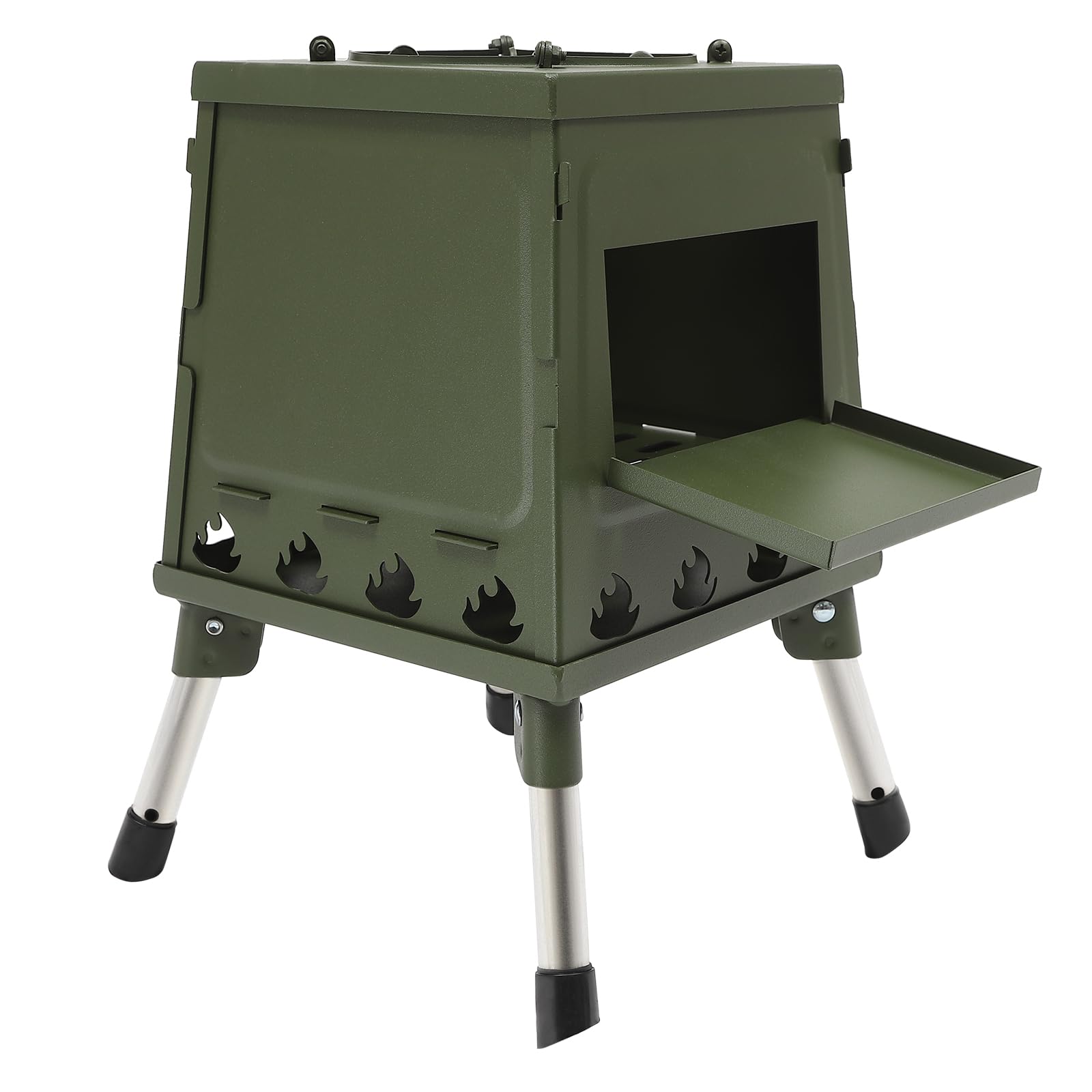 Réchaud de Tente Portable à Bois pour Camping - Mini Poêle pour Cuisiner et Chauffer Avec 16 Aérations