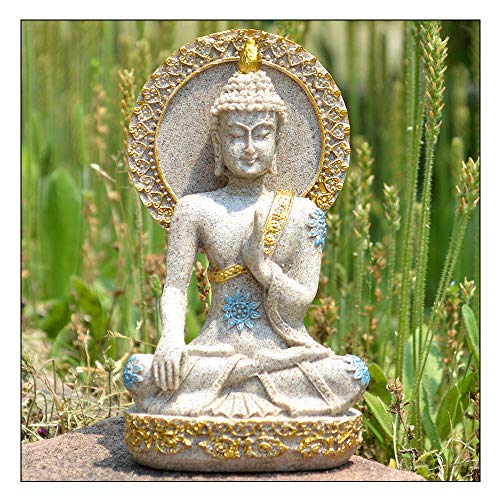 Estatua Buda Thai de Resina y Piedra de 12 cm