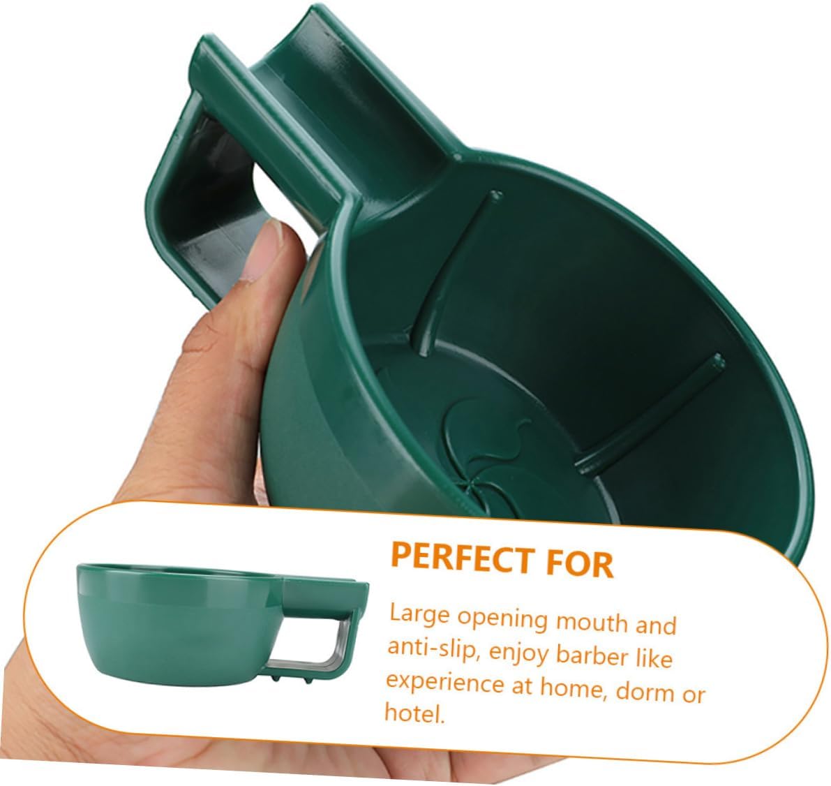 Outanaya Thickened Plastic Shaving Cream Bowl with Wide Mouth for Men Handheld Decorative Soap Container with Comfortable Grip Stable Design for Barber Shops Salons and Home Use Green
