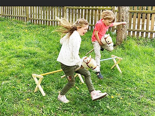 small foot Cavaletti Hindernis-Set für Kinder aus Holz, Spring-Hürden für den Garten, für Pferde-Fans ab 3 Jahren, 12397, Blau, Gelb