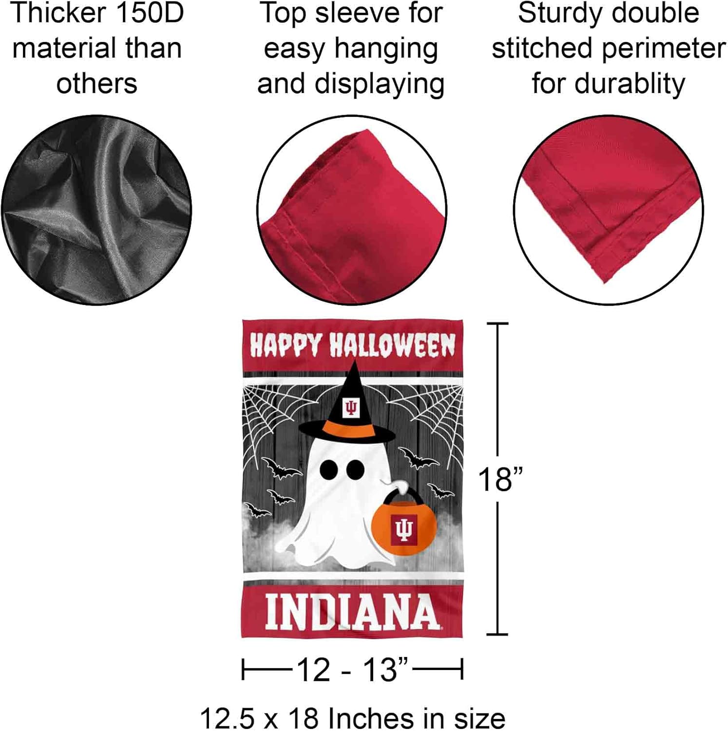 Indiana Hoosiers Happy Halloween Double Sided Garden Yard Flag - Image 3