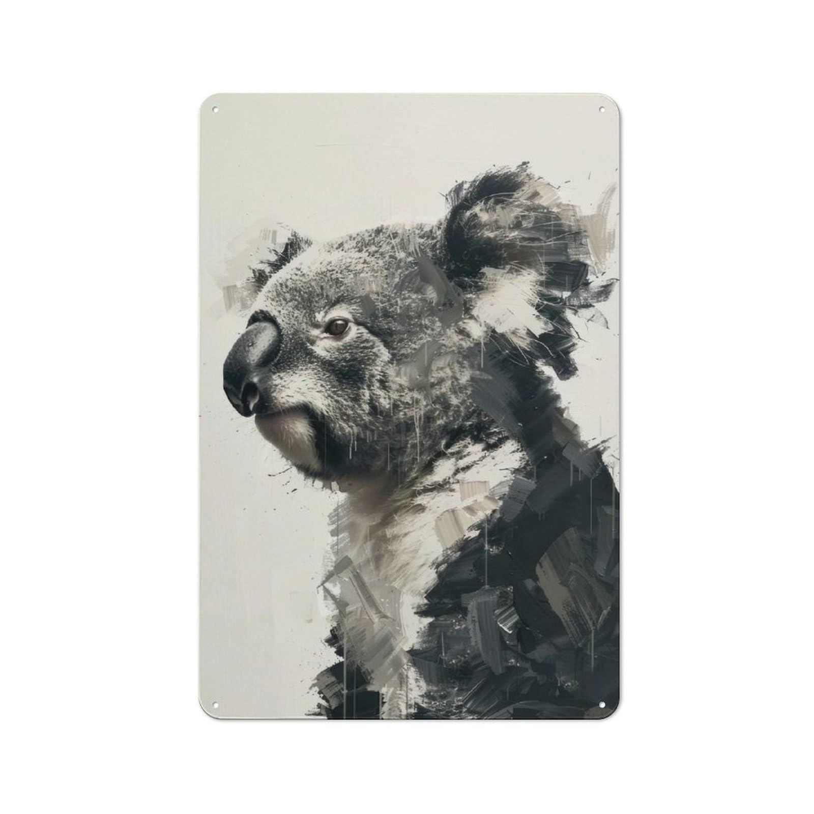 Junmoney Koala Painting Art Clean Industrial Metal Wall Decor 30X20cm, Industrial Metal Sign For Workspace, Cafe, Hallway Or Garage