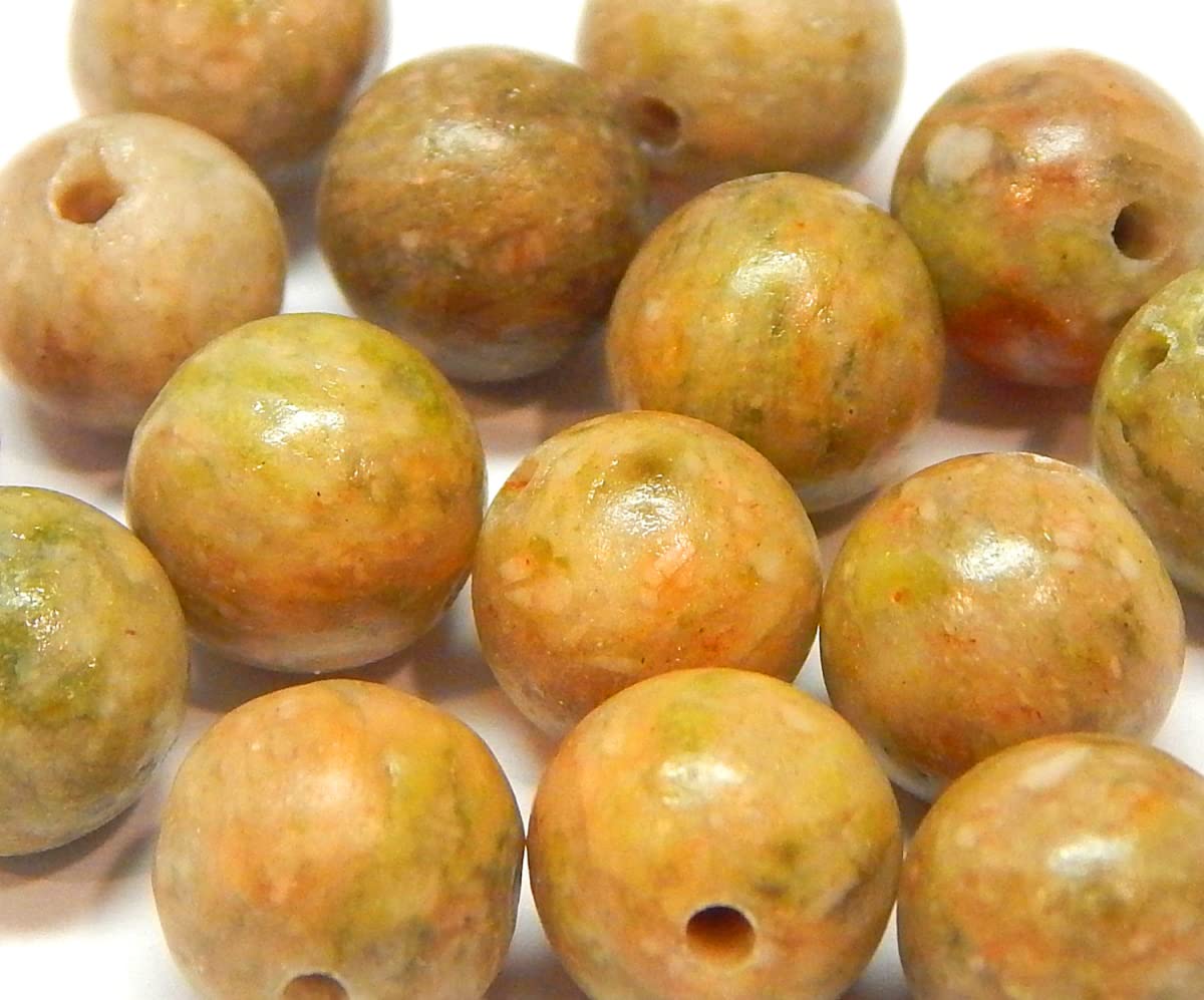 Perlin Edelstein Perlen 4mm Halbedelstein Schmuckperlen Schmuckstein Rund 50 Stück Edelsteine Perle mit Loch zum auffädeln (Unakit-Stein Jaspis)