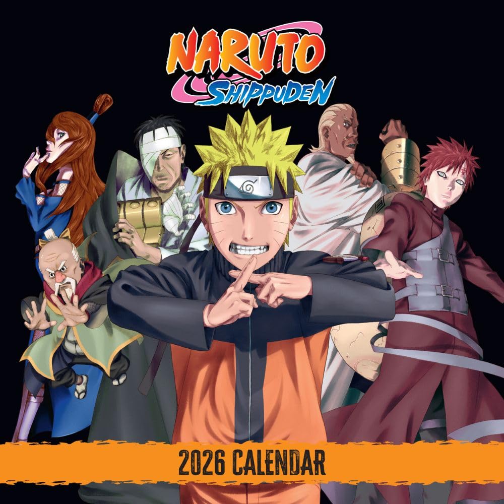2026 CALENDAR NARUTO SHIPPUDEN MONTH TO VIEW SQUARE WALL CALENDAR OFFICIAL PRODUCT