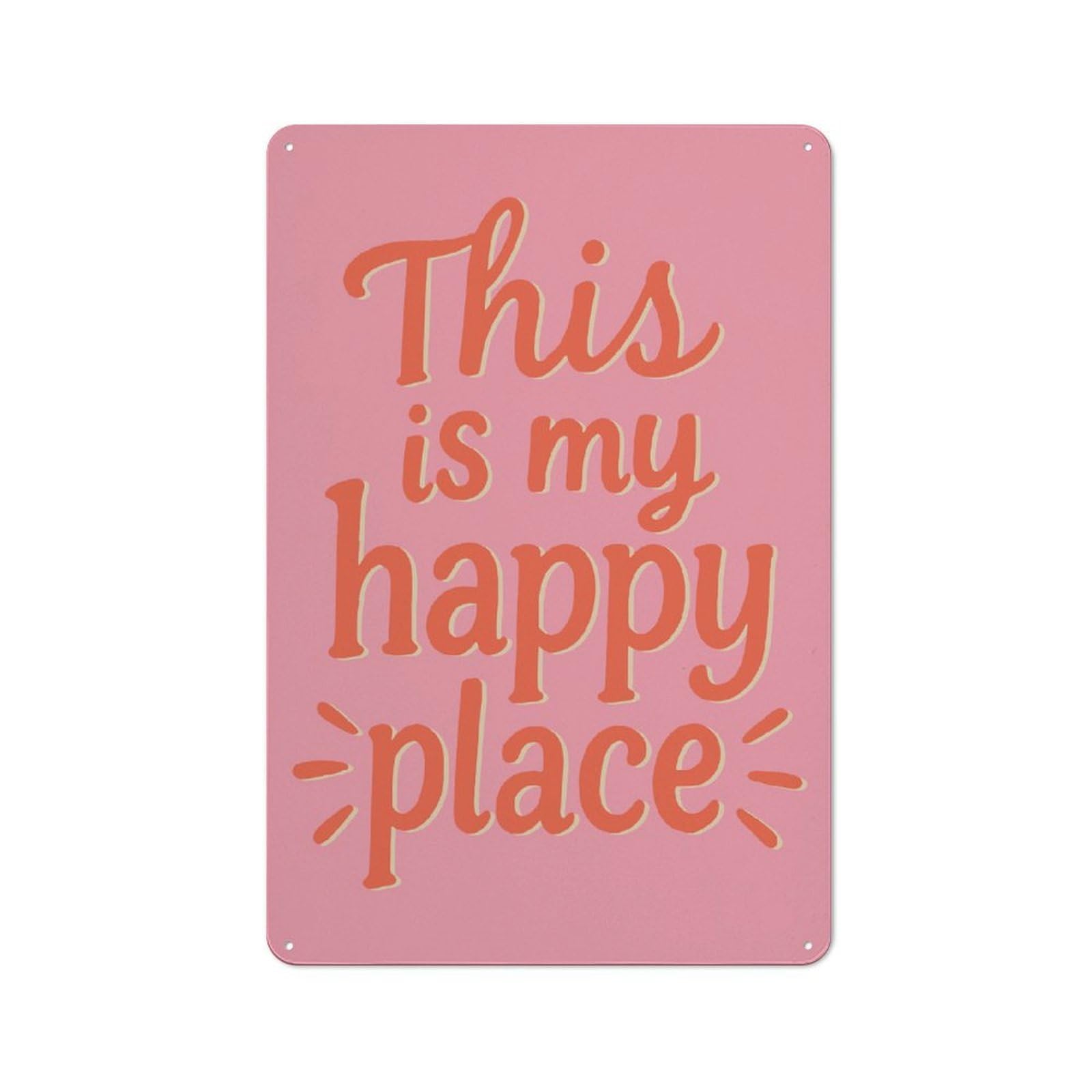 Junmoney Style-18 This Is My Happy Place Rustic Metal Sign 30X20cm For Garden Room Or Summerhouse, For Themed Interiors In Garden Rooms And Summerhouses