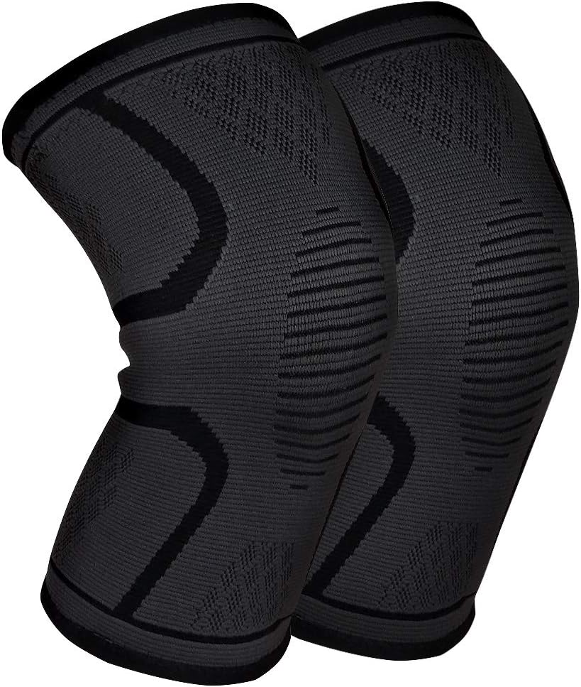 Zealspot Knee Compression Sleeve (Pair)-Knee Brace Joint Pain, Meniscus Tear Arthritis Relief- Effective Support Running, Jogging, Workout, Walking, Hiking Recovery (Black, Large)