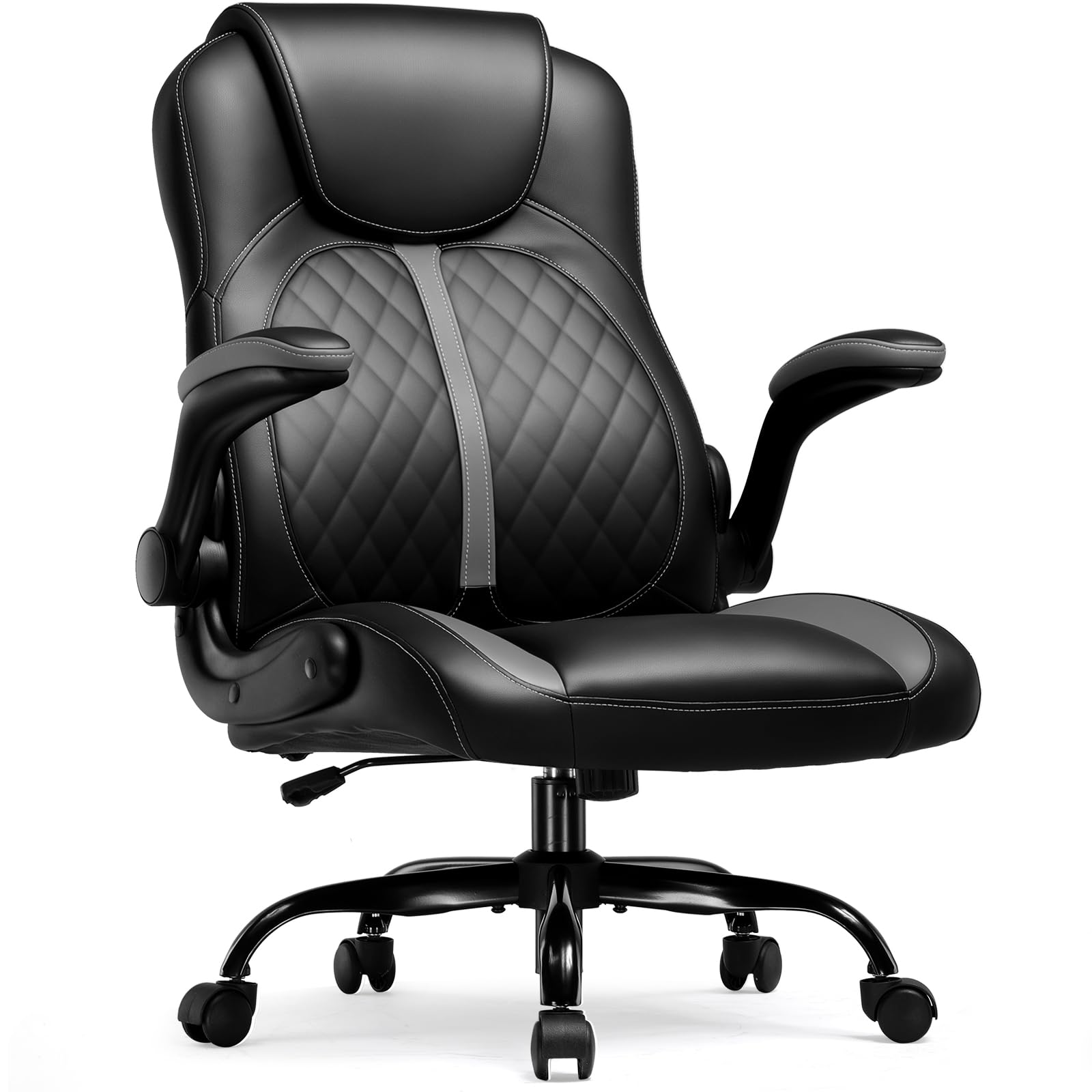 GTPLAYER Gaming Stuhl mit hochklappbarer Armlehne, Video Gaming Stuhl mit Schaukelfunktion, Ergonomischer Computer mit hochdichtem Schwamm und Höhenverstellbar (grau)