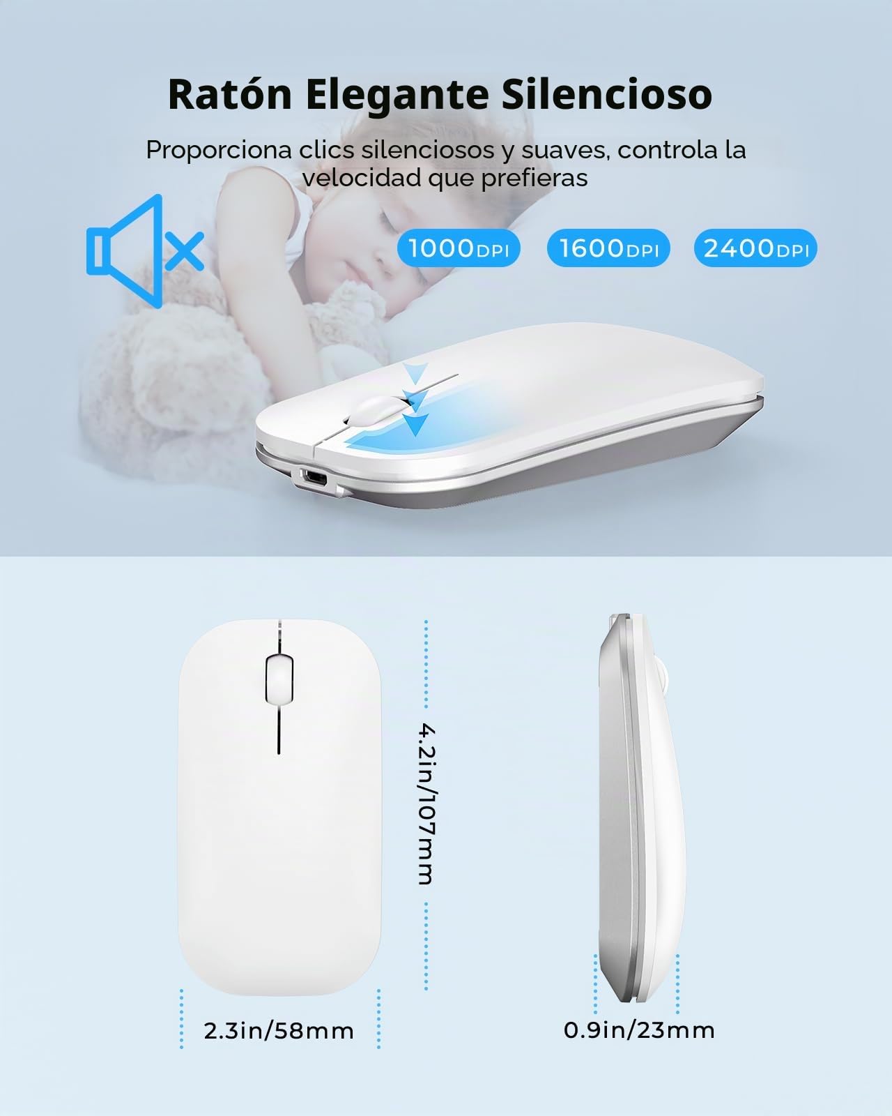 seenda Juego de teclado y mouse Bluetooth recargables Wirelees (USB + Dual BT), ratón y teclado inalámbrico ultra delgado multidispositivo, tableta, diseño QWERTY Reino Unido