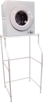 Magic Chef Compact Home Laundry Stand with Upper Dryer Shelf, White | Compact Laundry Stand, White Powder Coated Metal