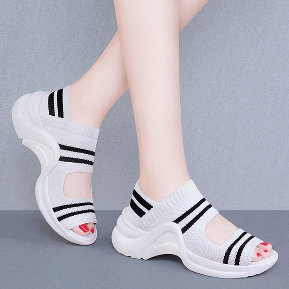 [CCiNFR] スポーツサンダル 厚底 ニット スニーカー フラットシューズ レディース 美脚 ヒール 歩きやすい 5.5CM 春