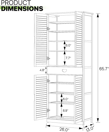 Miniatura 3 de Magshion Armario alto de almacenamiento de zapatos con puertas de persiana y cajón, soporte de estante independiente para armario estrecho, pasillo,