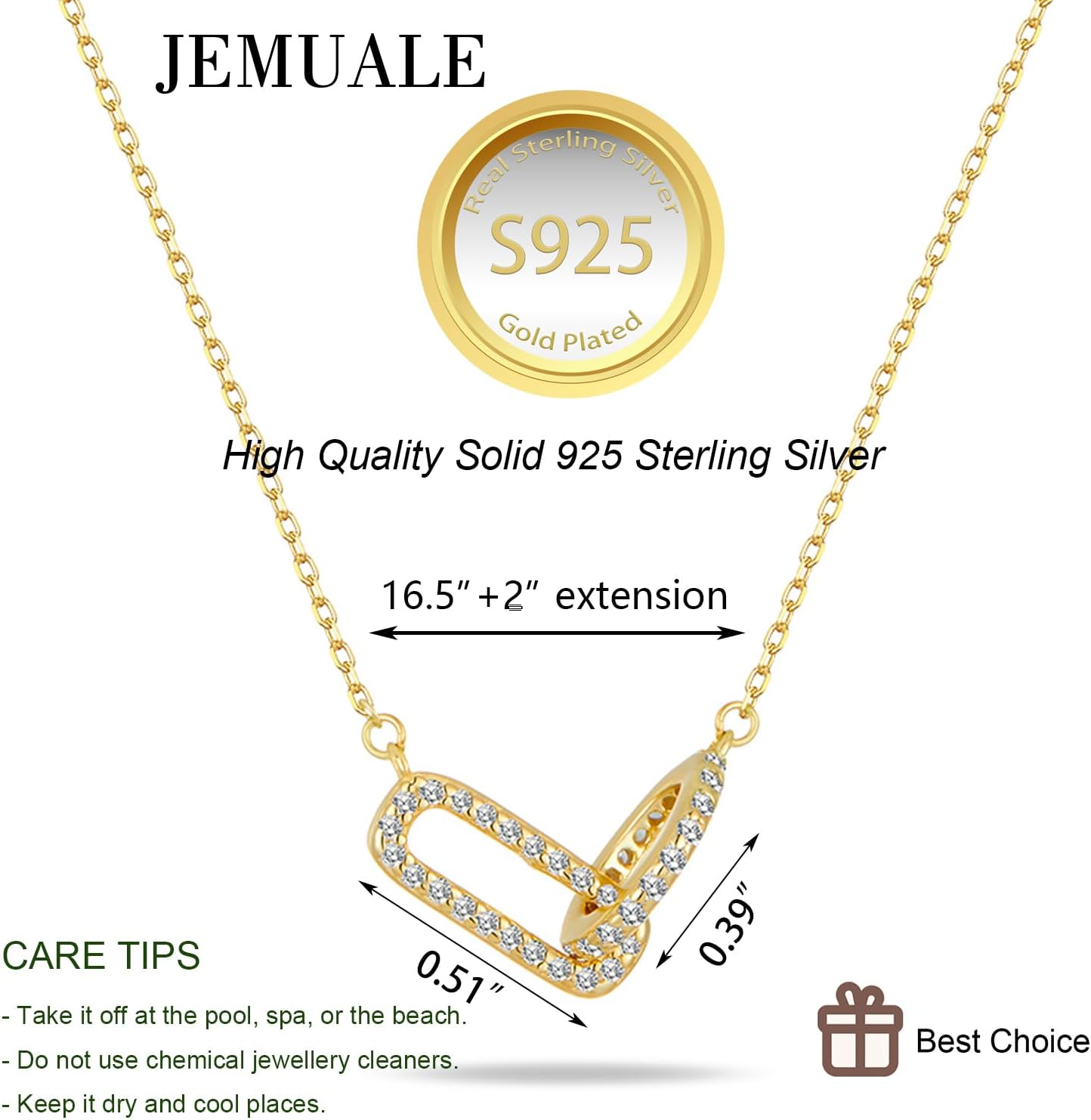 Gold Necklace for Women Sterling Silver Dainty Diamond Necklace Linked Pendant 18k Gold Plated Necklaces Paperclip Choker Necklaces Trendy Gold Jewelry - Image 7