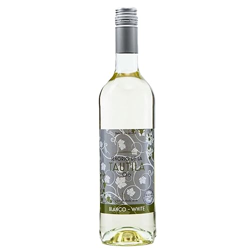 Señorio de la Tautila Blanco Vino Blanco Desalcoholizado al 0,0% sin alcohol de España 25.4 fl oz, Certificado Halal y Vegano (1 Botella)