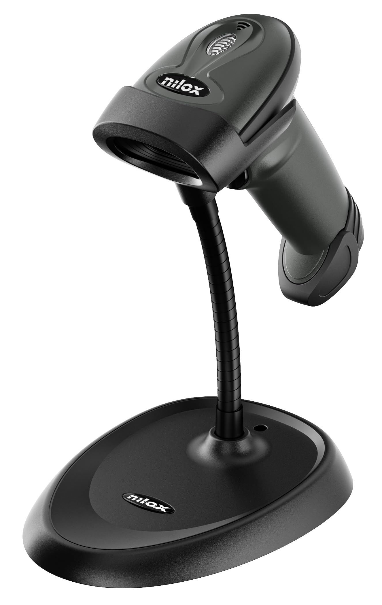 Lettore Codici A Barre 1D Wireless NILOX - Tecnologia Laser, Ergonomico, Con Supporto E Cavo USB