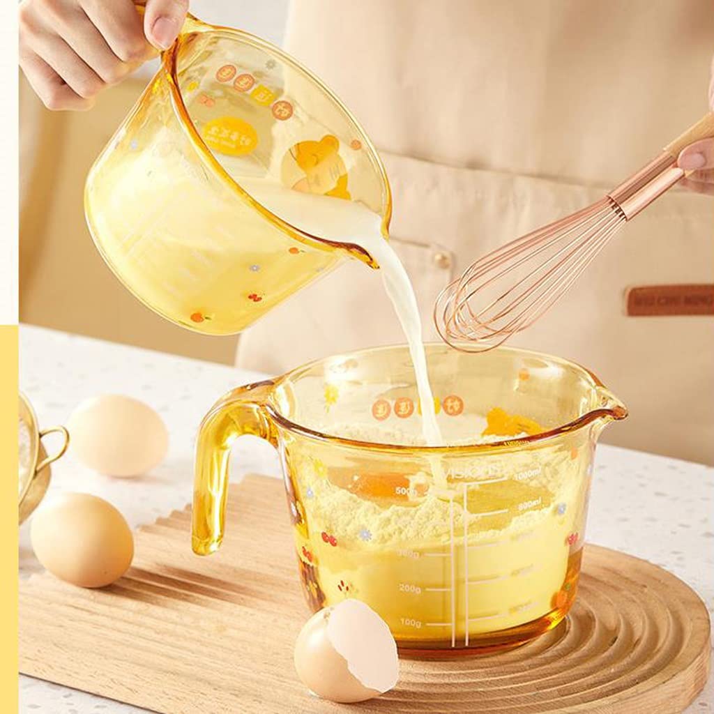 Tasse à mesurer avec échelle pour la Cuisson à la Maison Verre ambré résistant aux Hautes températures Yuan Qi Tasse à mesurer Tasse à Lait (500 ML)
