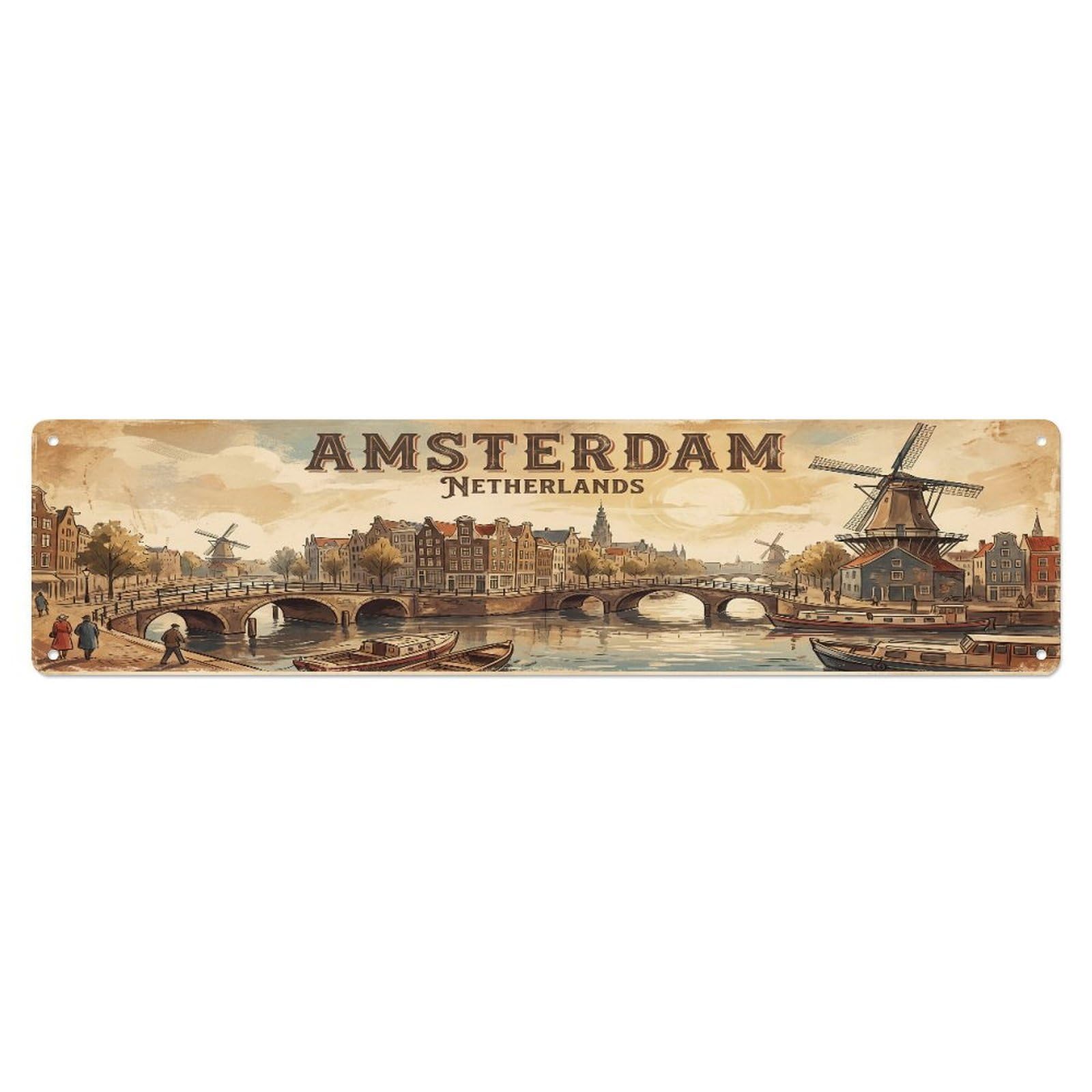 Tgrcjimh Style Metal Tin Sign Retro Amsterdam Netherlands Journey
