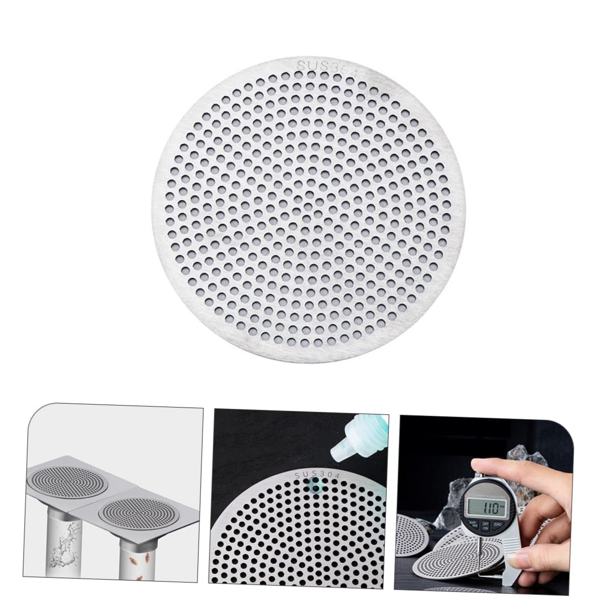 Operitacx 5 Piezas Filtro de Acero Inoxidable baño recogedor de desagüe de Ducha de Pelo colector de desagüe de la Ducha tapón de Pelo para desagüe de Ducha Ronda Acero Inoxidable 304 Plata